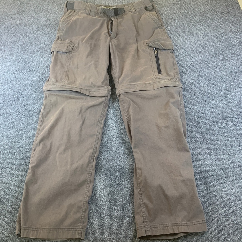 BC Clothing Mens Convertible Cargo Pants Brown Taupe Zip Off Hiking 33x32 M